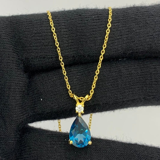 18K Gold Plated Pear Cut Gemstone Necklace Jewelry Everyday Wear TGN1011 NM-1040