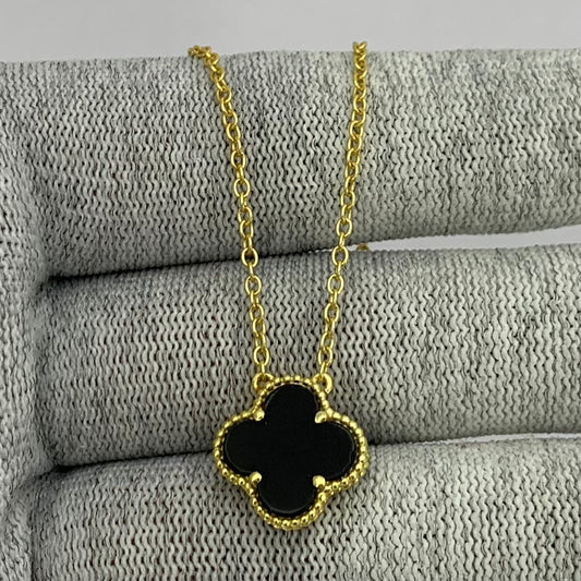 18K Gold Plated Clover Necklace Jewelry with Tiger Eye/Onyx/MOP Stone TGN1012 NM-1041