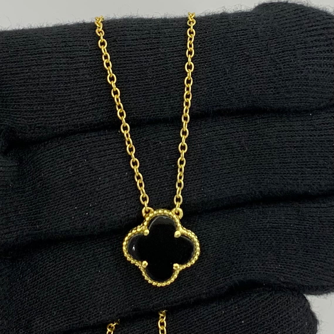 18K Gold Plated Clover Necklace Jewelry with Tiger Eye/Onyx/MOP Stone TGN1012 NM-1041