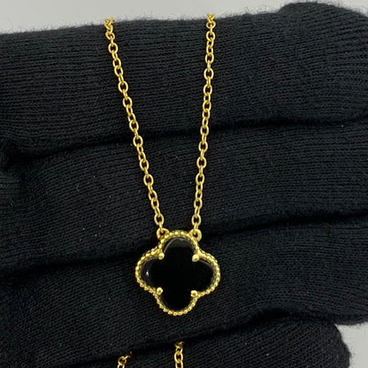 18K Gold Plated Clover Necklace Jewelry with Tiger Eye/Onyx/MOP Stone TGN1012 NM-1041