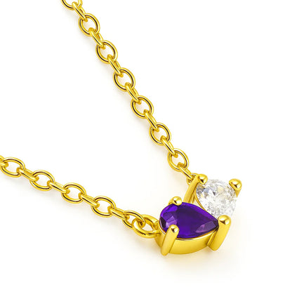 18K Gold Plated Two-Stone Heart Inspired Gemstone Pendant Necklace TGN1013 NM-1042