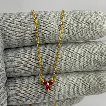 18K Gold Plated Three Gemstone Minimalist Style Pendant Jewelry TGN1014 NM-1043