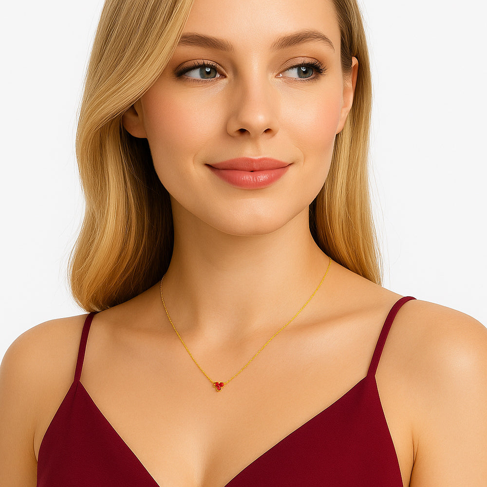 18K Gold Plated Three Gemstone Minimalist Style Pendant Jewelry TGN1014 NM-1043