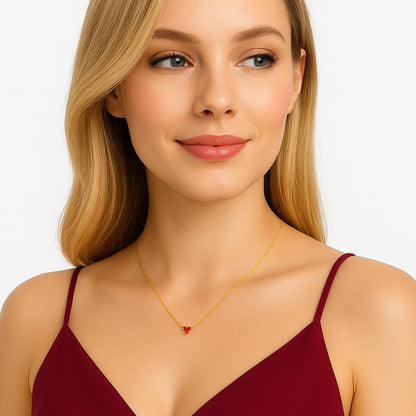 18K Gold Plated Three Gemstone Minimalist Style Pendant Jewelry TGN1014 NM-1043