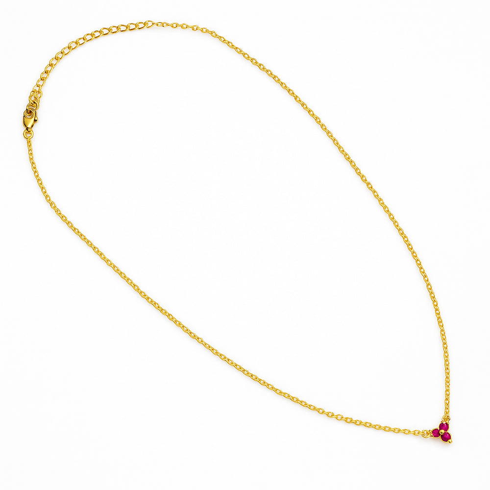 18K Gold Plated Three Gemstone Minimalist Style Pendant Jewelry TGN1014 NM-1043