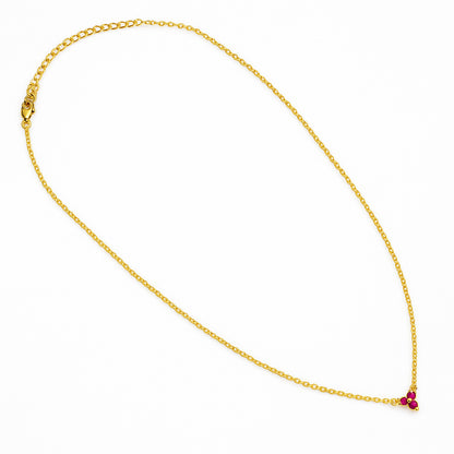 18K Gold Plated Three Gemstone Minimalist Style Pendant Jewelry TGN1014 NM-1043