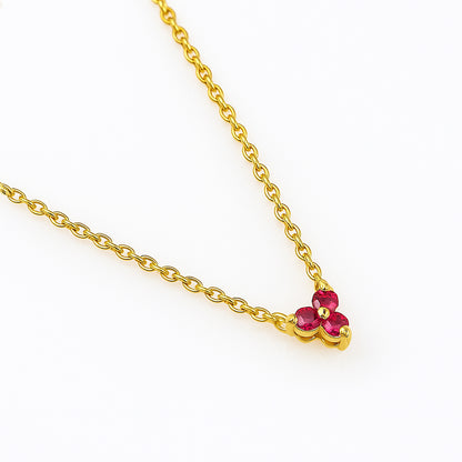 18K Gold Plated Three Gemstone Minimalist Style Pendant Jewelry TGN1014 NM-1043