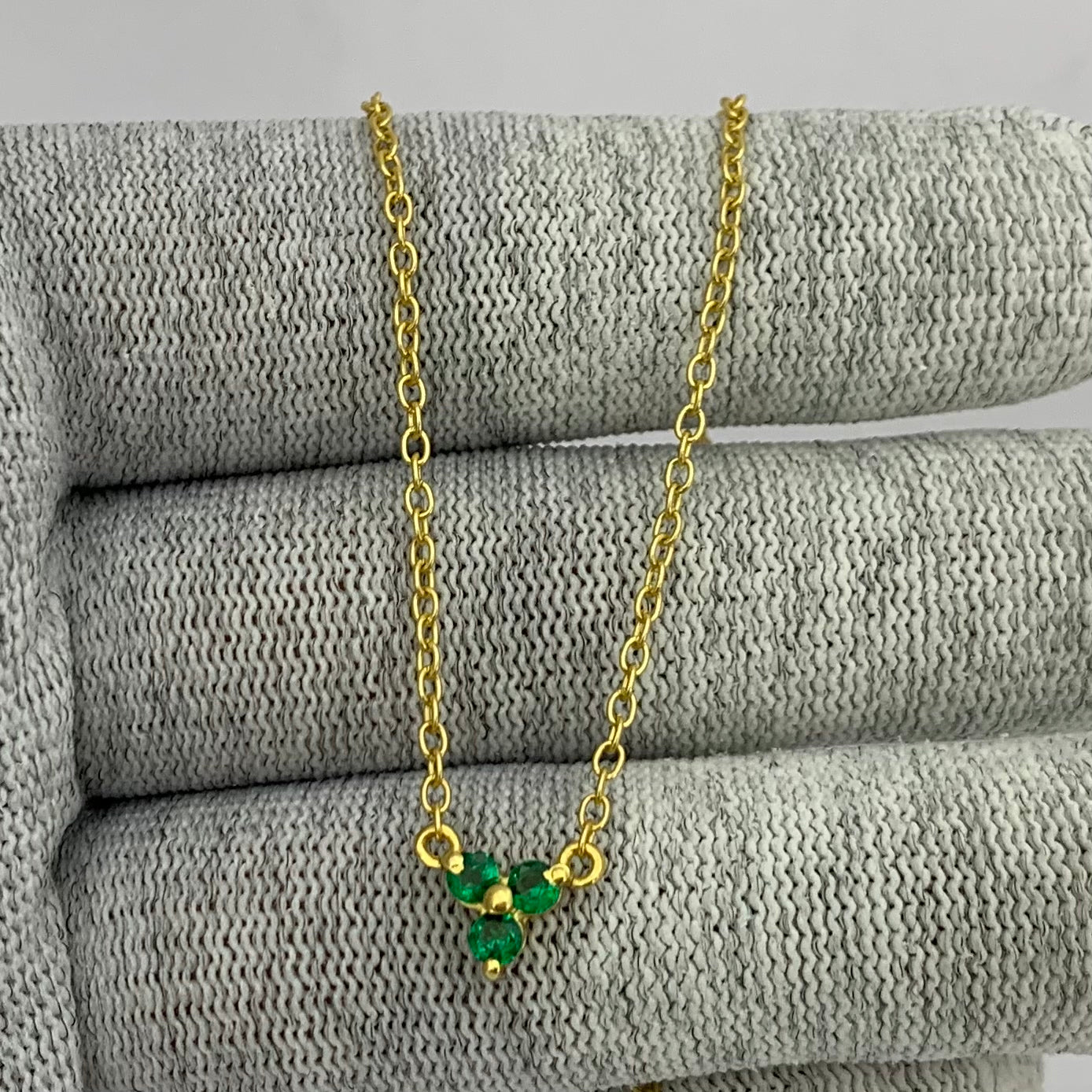 18K Gold Plated Three Gemstone Minimalist Style Pendant Jewelry TGN1014 NM-1043