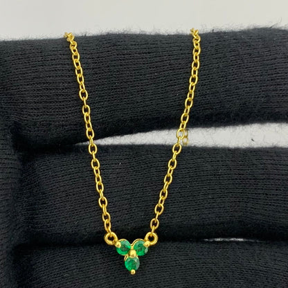 18K Gold Plated Three Gemstone Minimalist Style Pendant Jewelry TGN1014 NM-1043