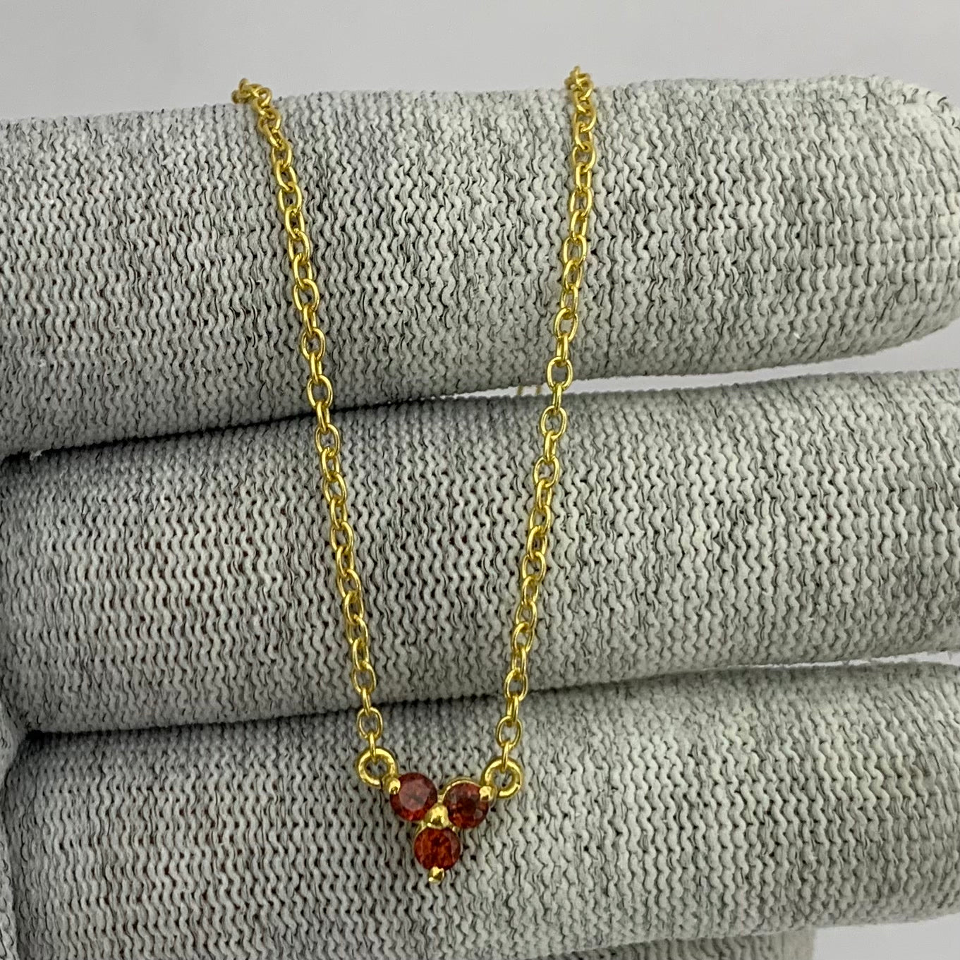 18K Gold Plated Three Gemstone Minimalist Style Pendant Jewelry TGN1014 NM-1043