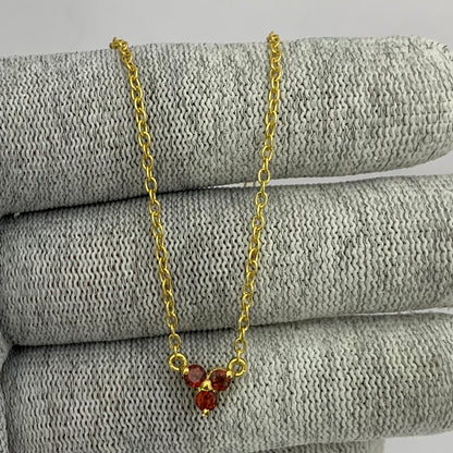 18K Gold Plated Three Gemstone Minimalist Style Pendant Jewelry TGN1014 NM-1043