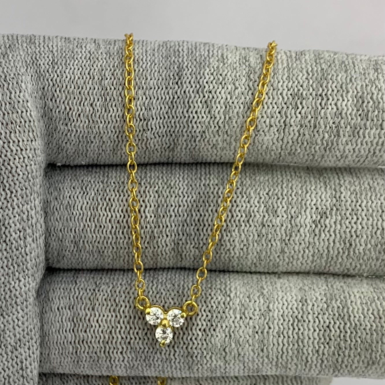 18K Gold Plated Three Gemstone Minimalist Style Pendant Jewelry TGN1014 NM-1043