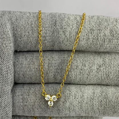 18K Gold Plated Three Gemstone Minimalist Style Pendant Jewelry TGN1014 NM-1043