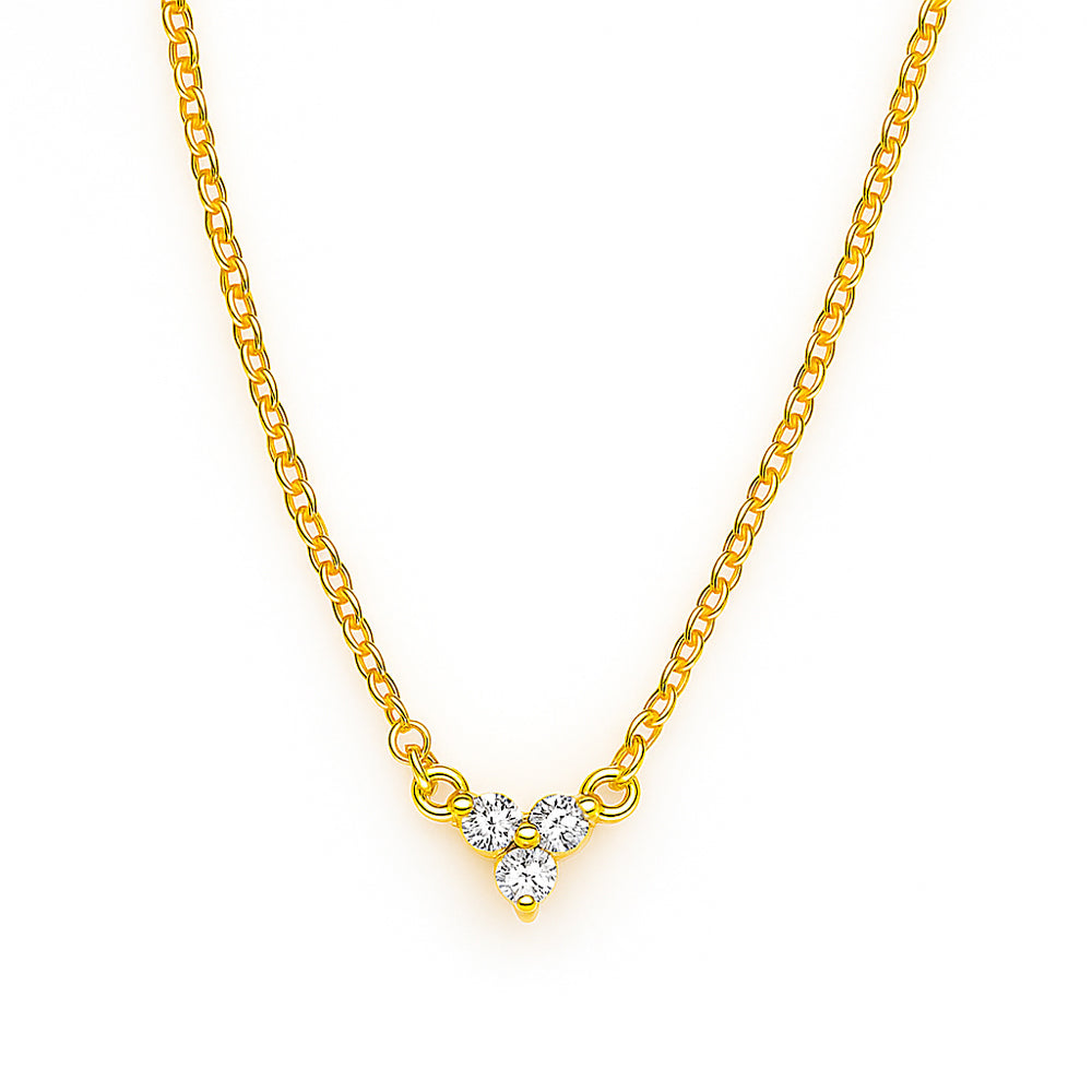 18K Gold Plated Three Gemstone Minimalist Style Pendant Jewelry TGN1014 NM-1043