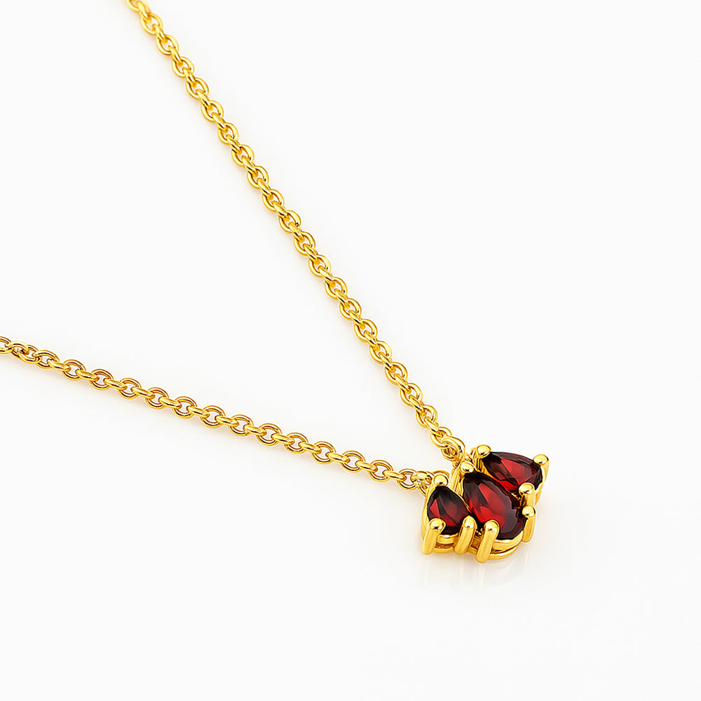 18K Gold Plated Triple Teardrop Gemstone Necklace Fashion Jewelry TGN1015 NM-1044