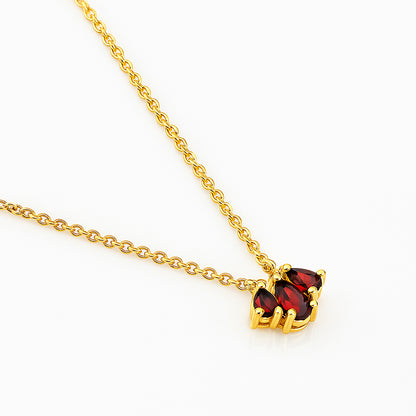 18K Gold Plated Triple Teardrop Gemstone Necklace Fashion Jewelry TGN1015 NM-1044