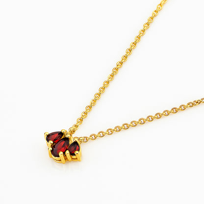 18K Gold Plated Triple Teardrop Gemstone Necklace Fashion Jewelry TGN1015 NM-1044