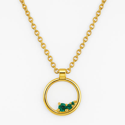 18K Gold Plated Open Circle Necklace Jewelry with Clustered Gemstones TGN1016 NM-1045