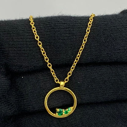 18K Gold Plated Open Circle Necklace Jewelry with Clustered Gemstones TGN1016 NM-1045