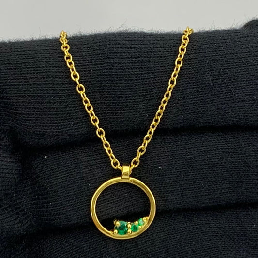 18K Gold Plated Open Circle Necklace Jewelry with Clustered Gemstones TGN1016 NM-1045