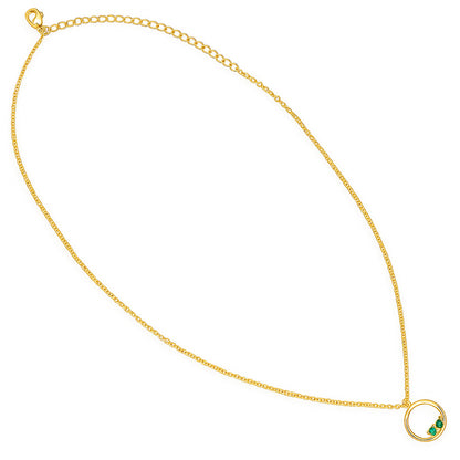 18K Gold Plated Open Circle Necklace Jewelry with Clustered Gemstones TGN1016 NM-1045