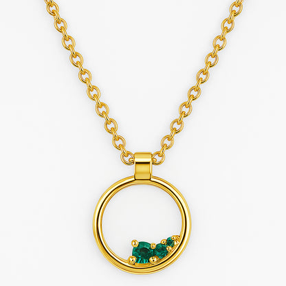 18K Gold Plated Open Circle Necklace Jewelry with Clustered Gemstones TGN1016 NM-1045