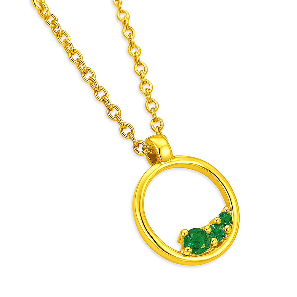18K Gold Plated Open Circle Necklace Jewelry with Clustered Gemstones TGN1016 NM-1045
