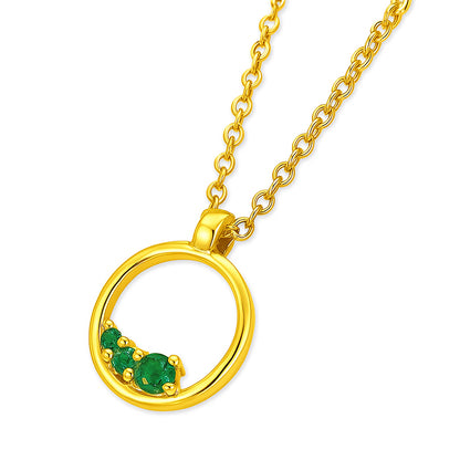 18K Gold Plated Open Circle Necklace Jewelry with Clustered Gemstones TGN1016 NM-1045