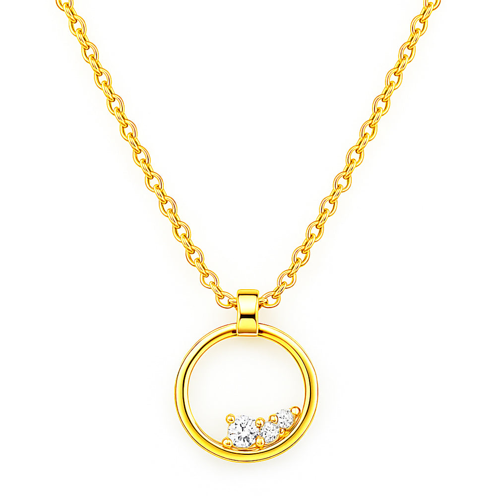 18K Gold Plated Open Circle Necklace Jewelry with Clustered Gemstones TGN1016 NM-1045