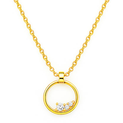 18K Gold Plated Open Circle Necklace Jewelry with Clustered Gemstones TGN1016 NM-1045
