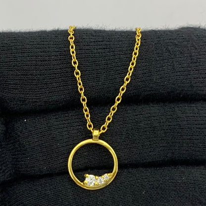 18K Gold Plated Open Circle Necklace Jewelry with Clustered Gemstones TGN1016 NM-1045