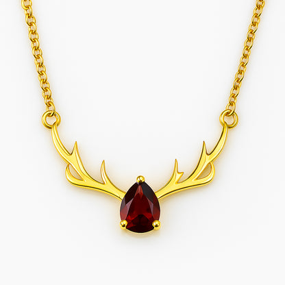 18K Gold Over Brass Antler Birthstone Necklace Jewelry for Women TGN1017 NM-1046