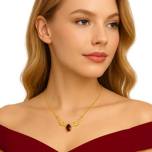 18K Gold Over Brass Antler Birthstone Necklace Jewelry for Women TGN1017 NM-1046