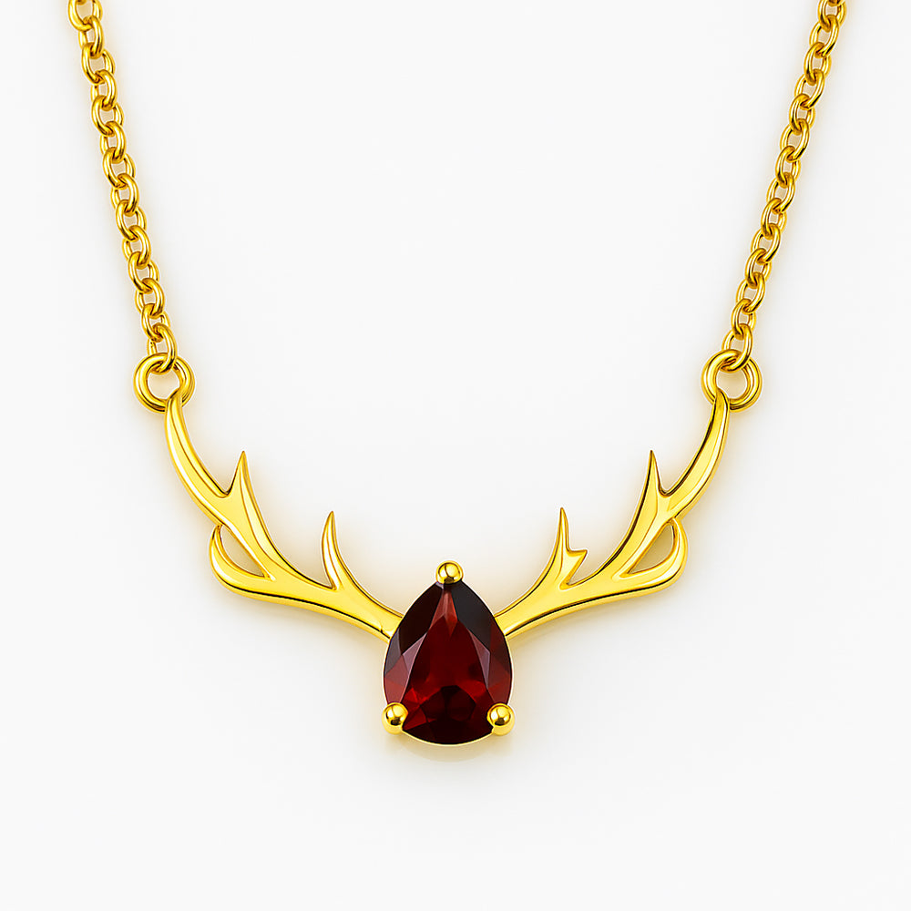 18K Gold Over Brass Antler Birthstone Necklace Jewelry for Women TGN1017 NM-1046