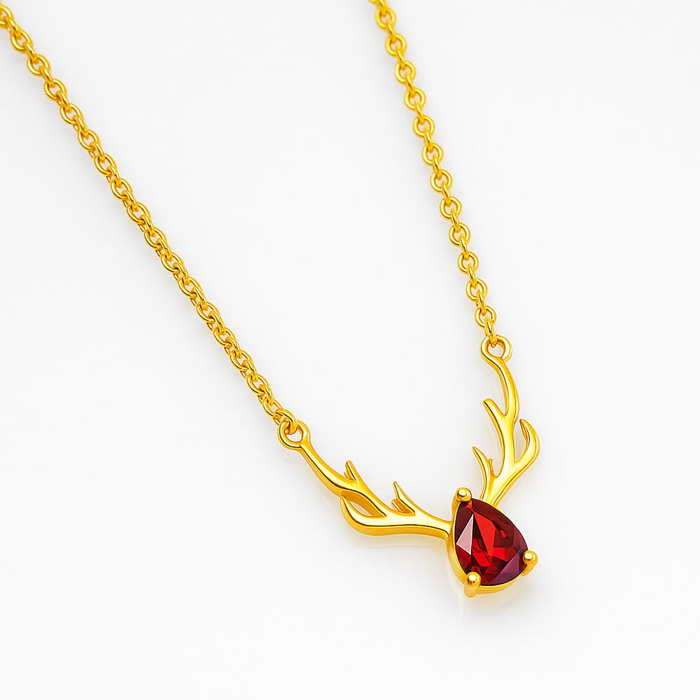18K Gold Over Brass Antler Birthstone Necklace Jewelry for Women TGN1017 NM-1046
