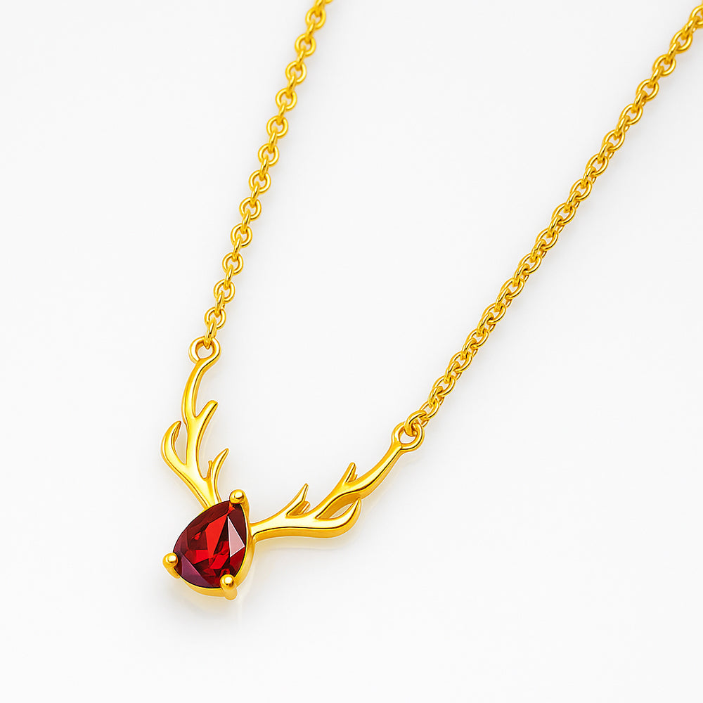 18K Gold Over Brass Antler Birthstone Necklace Jewelry for Women TGN1017 NM-1046
