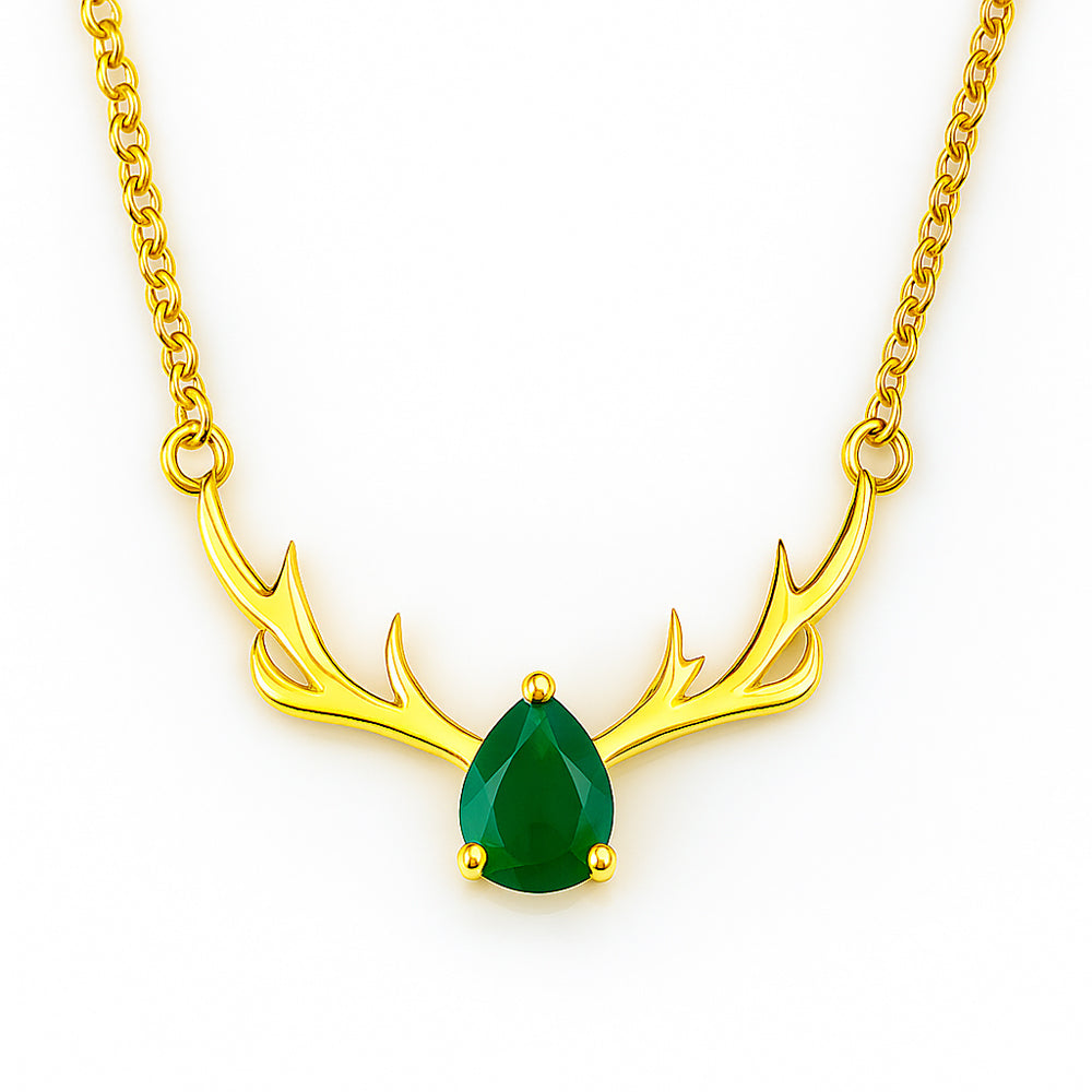 18K Gold Over Brass Antler Birthstone Necklace Jewelry for Women TGN1017 NM-1046