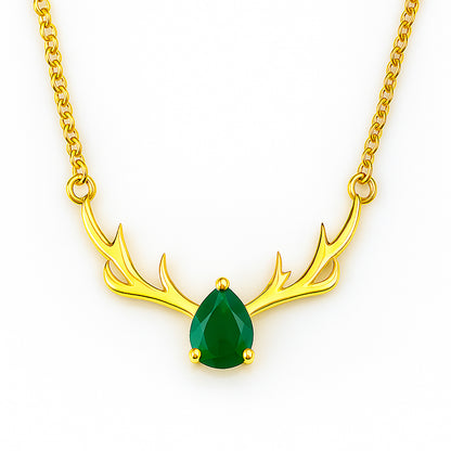 18K Gold Over Brass Antler Birthstone Necklace Jewelry for Women TGN1017 NM-1046