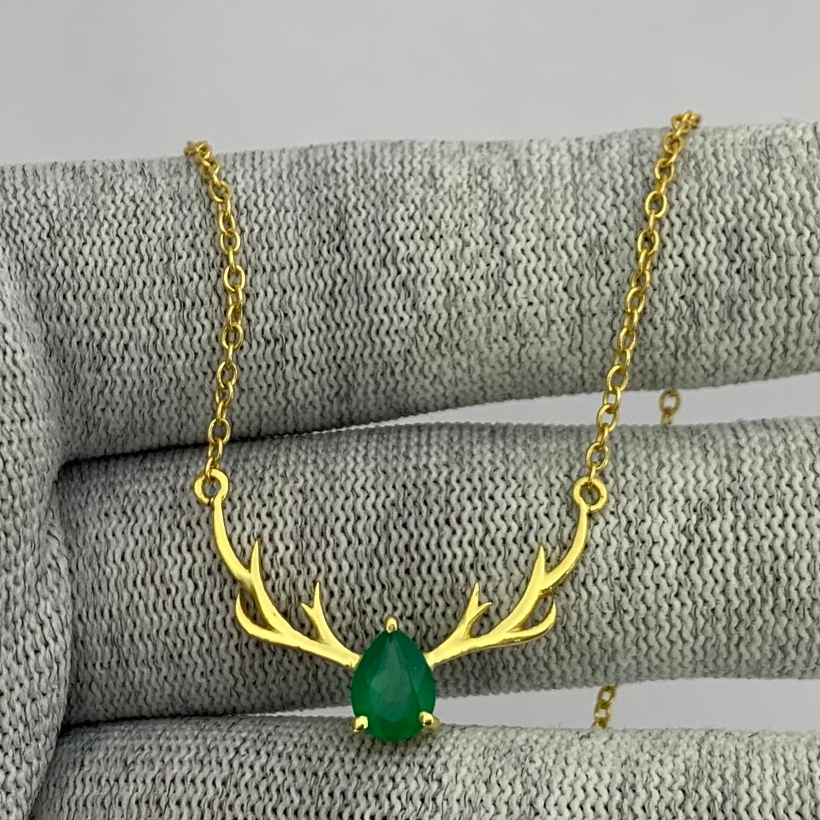 18K Gold Plated Antler Birthstone Necklace Jewelry for Women TGN1017 NM-1046