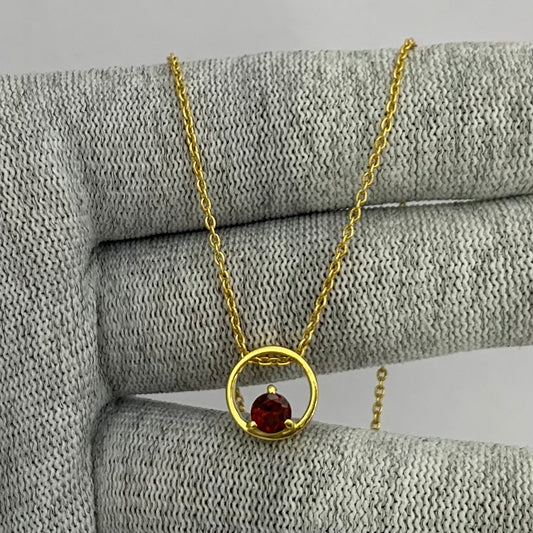 18K Gold Plated Round Colorful Gemstone Circle Necklace for Women TGN1018 NM-1047