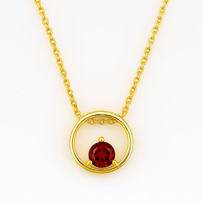 18K Gold Plated Round Colorful Gemstone Circle Necklace for Women TGN1018 NM-1047