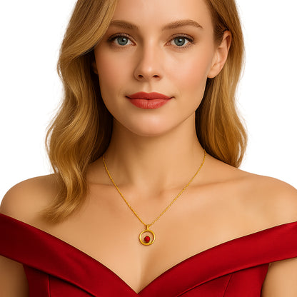 18K Gold Plated Round Colorful Gemstone Circle Necklace for Women TGN1018 NM-1047