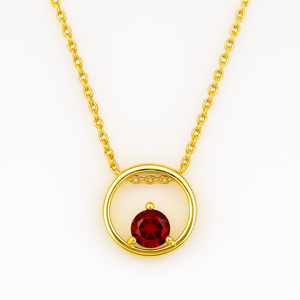 18K Gold Plated Round Colorful Gemstone Circle Necklace for Women TGN1018 NM-1047