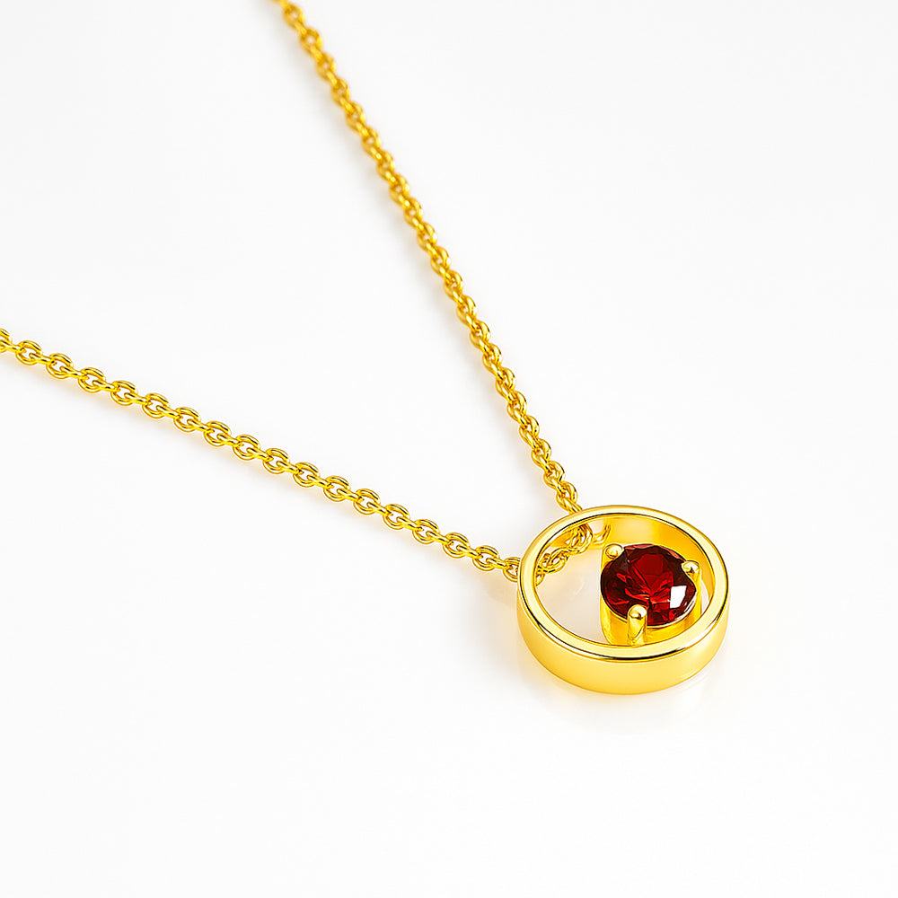 18K Gold Plated Round Colorful Gemstone Circle Necklace for Women TGN1018 NM-1047