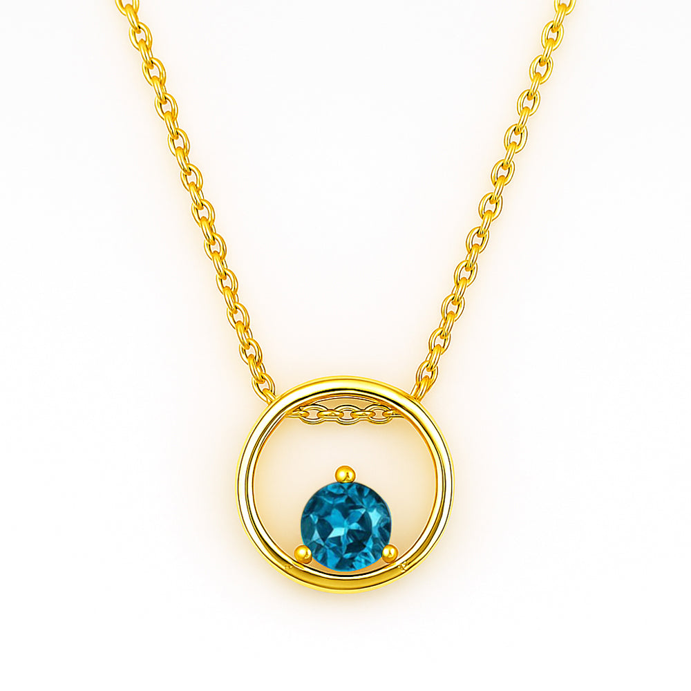 18K Gold Plated Round Colorful Gemstone Circle Necklace for Women TGN1018 NM-1047