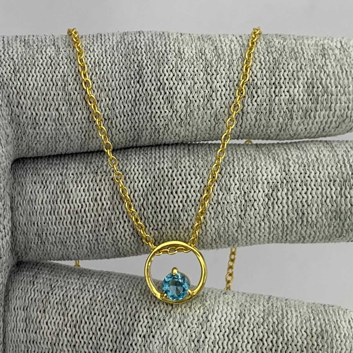 18K Gold Plated Round Colorful Gemstone Circle Necklace for Women TGN1018 NM-1047