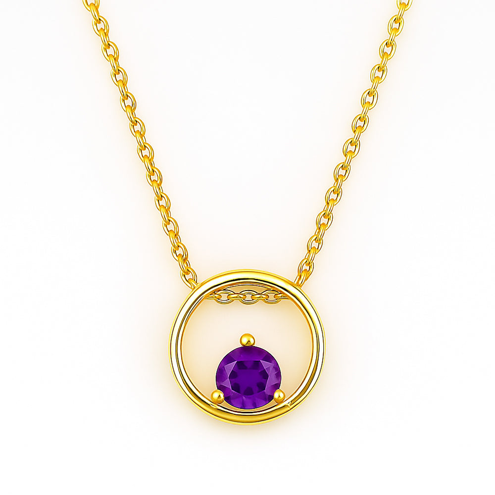 18K Gold Plated Round Colorful Gemstone Circle Necklace for Women TGN1018 NM-1047