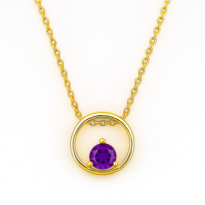 18K Gold Plated Round Colorful Gemstone Circle Necklace for Women TGN1018 NM-1047