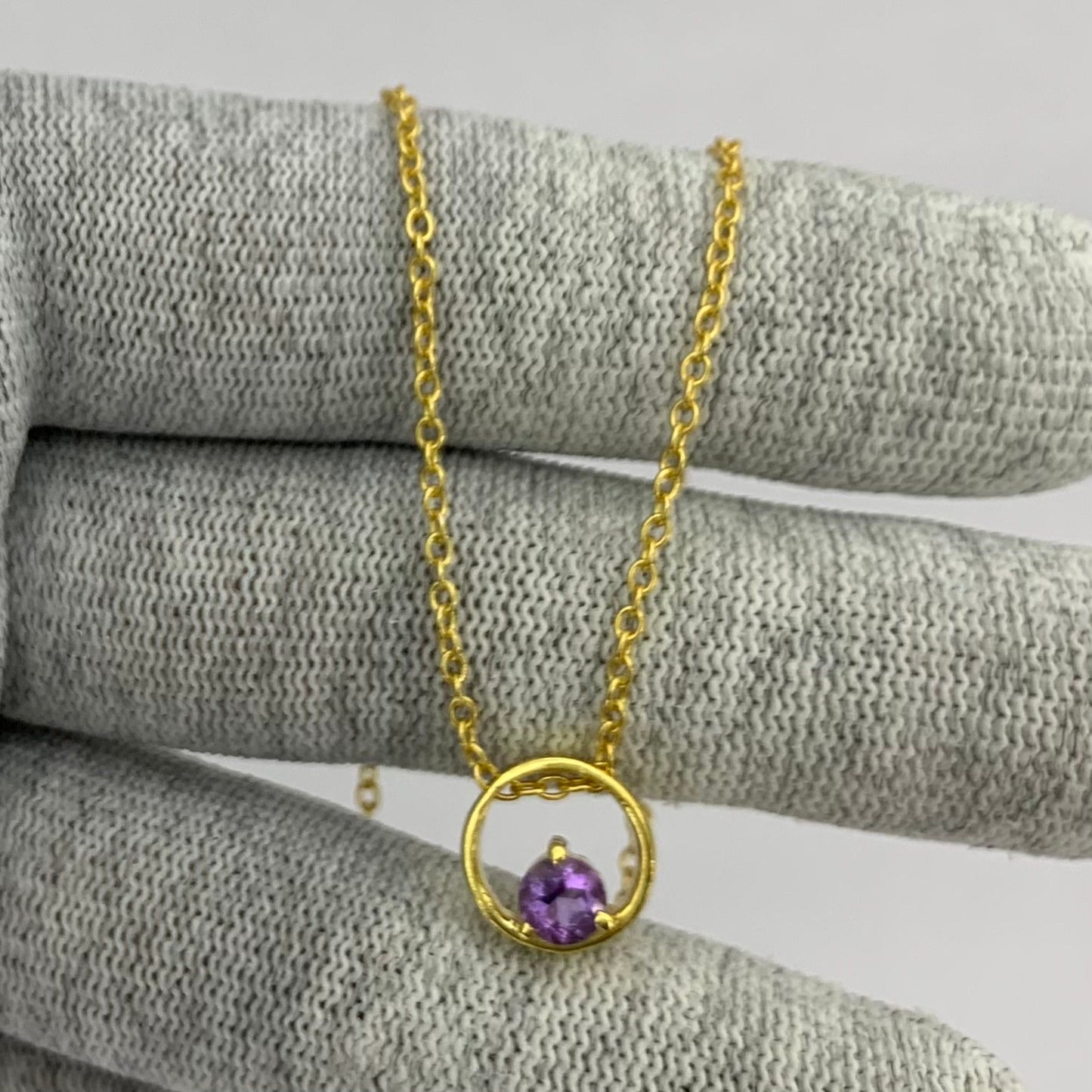 18K Gold Plated Round Colorful Gemstone Circle Necklace for Women TGN1018 NM-1047