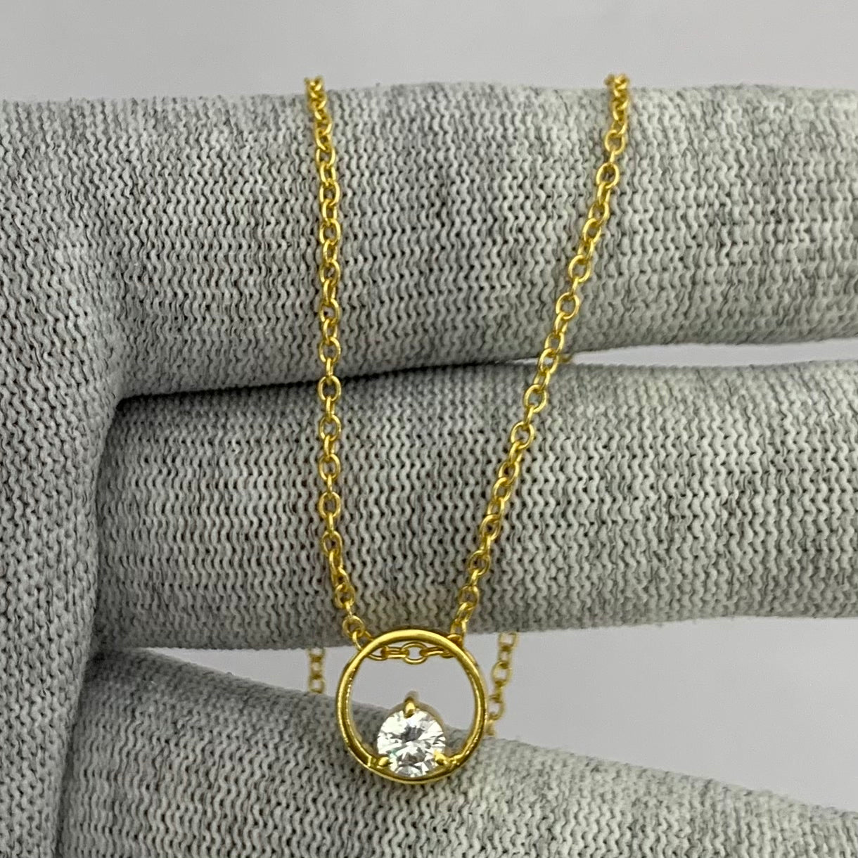 18K Gold Plated Round Colorful Gemstone Circle Necklace for Women TGN1018 NM-1047